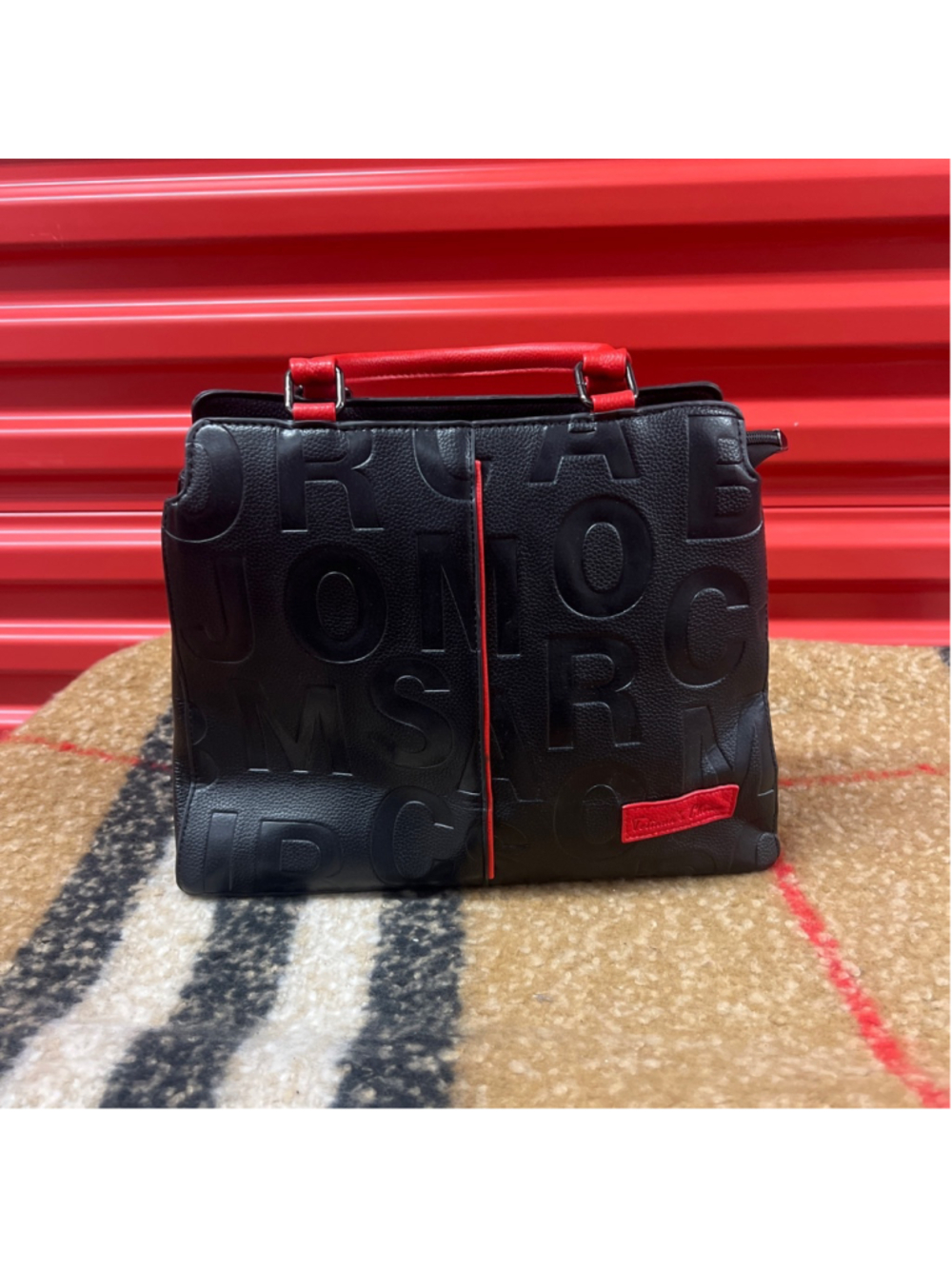 Women's Unbranded Black & Red Embossed Satchel One Size